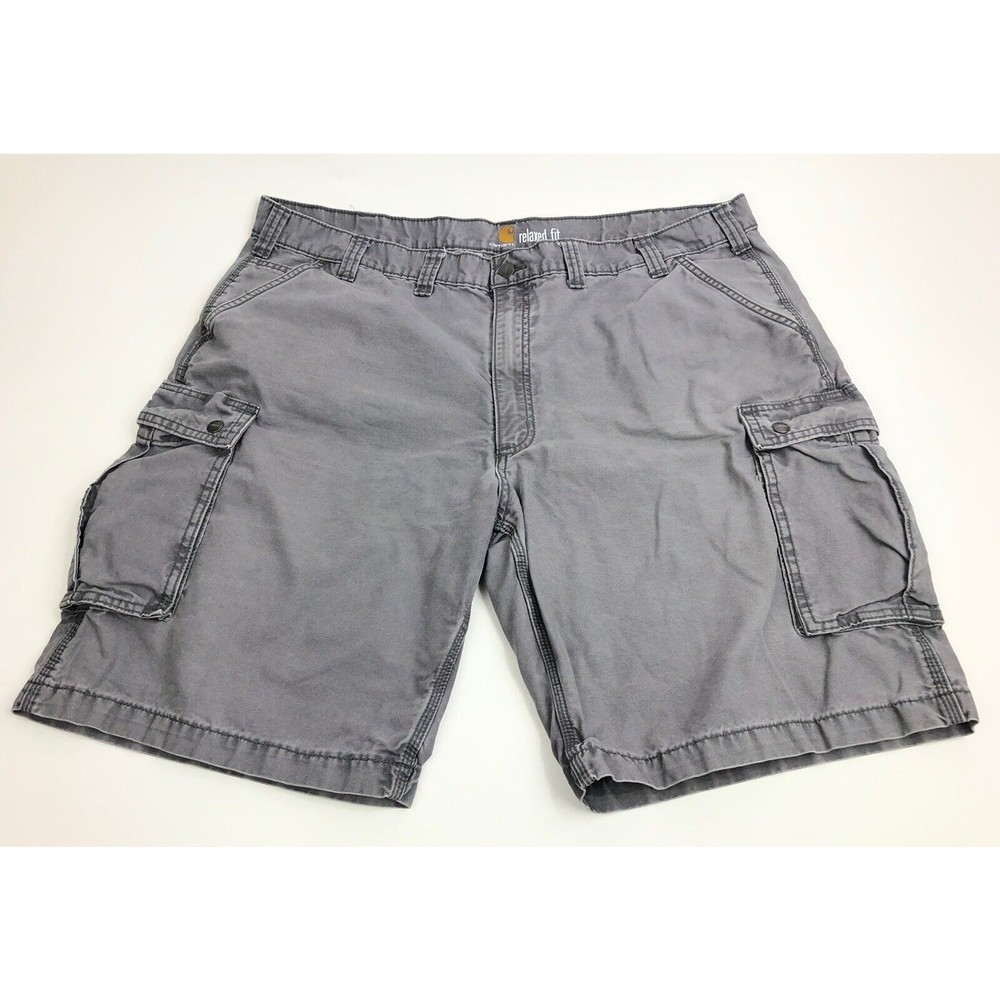 Carhartt Shorts Adult 46 Gray Canvas Cargo Work Wear Outdoors Hiking Mens Relax